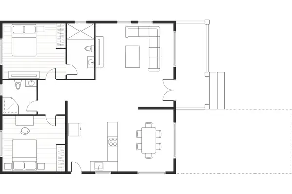 2 bedroom lodge with decking floor plan