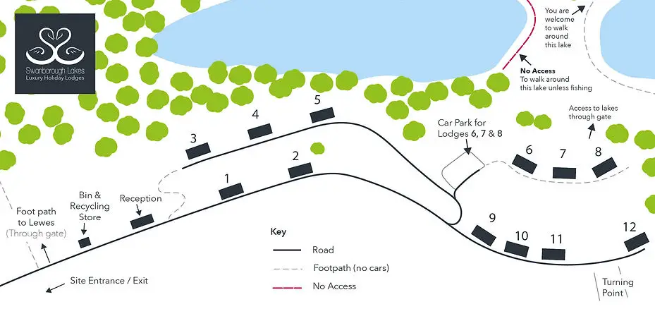 Swanborough Lodges site - park map - lodge layout