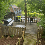 Looking from the raised eating area down to Colehurst Lake