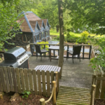 Looking from the raised eating area down to Colehurst Lake