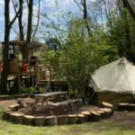 Tree tent and yurt tent at Colehurst lake