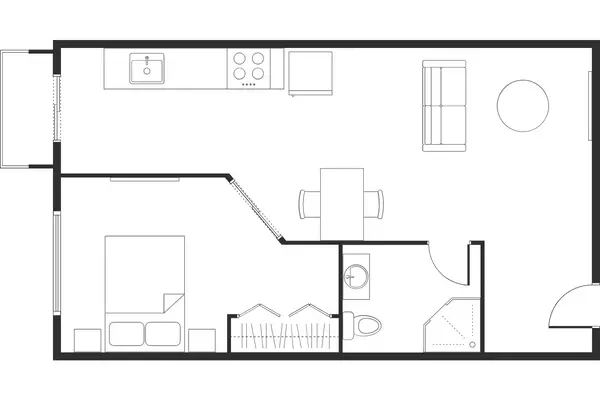 Standard 1 bedroom lodge floor plan