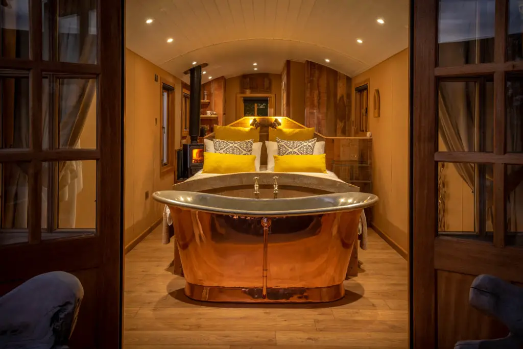 Luxury shepherds hut interior by Ashwood