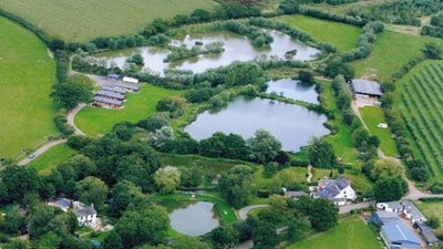 Goodiford Mill Fisheries and Lodges from above